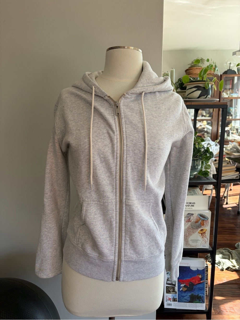 brandy melville grey zip up hoodie